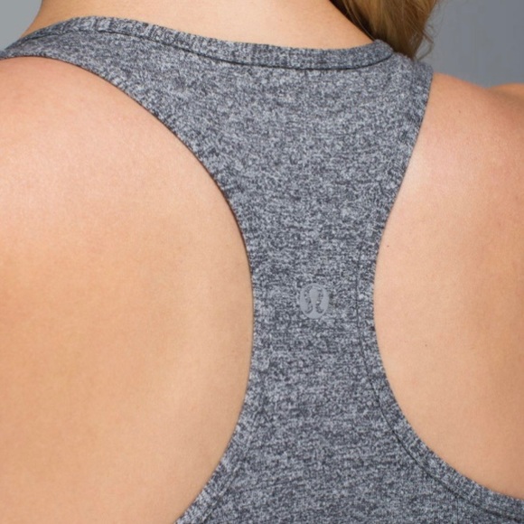 LULULEMON CRB Cool Racerback Heathered Deep Coal Tank Top Size 6 - Picture 3 of 12